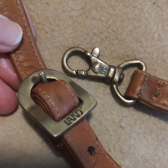 LAND Leather Crossbody Travel Hybrid Organizer Two Tone Brown 9" X 6" - Picture 8 of 13